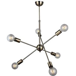 Homemania Koza, 80403-01-P06-AB, hanglamp, kroonluchter, plafondlamp, metaal, goud, 48 x 48 x 89 cm, 6 x E27, Max 40 W