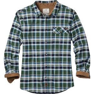 Legendary Whitetails Men's Standard Buck Camp Flannel, Long Sleeve Plaid Button Down Casual Shirt, Corduroy Cuffs, Pike Place, Large