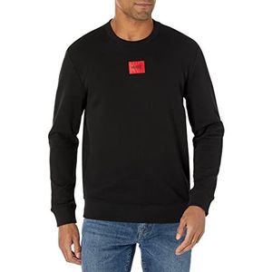 Hugo Boss Heren Regular Fit Vierkant Logo Jersey Sweatshirt Pullover Sweater, Raven Zwart, M