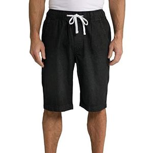 JP 1880 - Bermuda - Zwart - Voorgewassen Denim Look - 4 Zakken - Losse Pasvorm