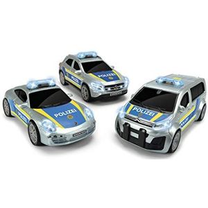Dickie Toys 203712014 politie-eenheid, politievoertuig, speelgoedauto, 3 verschillende modellen: Porsche, Citroën of Mercedes, willekeurige selectie, 15 cm, vanaf 3 jaar