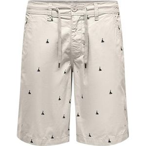 Only & Sons - LOC - Broek - Lichtgrijs/Zwart - Regular Fit - Knielengte