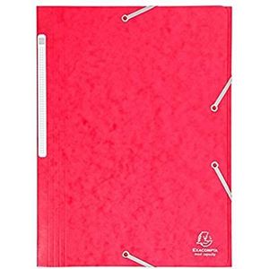 Exacompta 17109H karton met 25 mappen met 3 kleppen met elastieken van massief karton, voor het organiseren van 3,5 cm papier, formaat 24 x 32 cm, kleur: rood