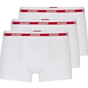 HUGO Trunk Triplet Planet Boxershorts voor heren, van stretchkatoen, met logo op de tailleband, verpakking van 3 stuks, Open White120, XXL