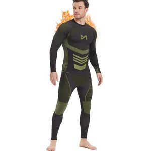 MEETYOO Thermisch ondergoed voor heren, vochtafvoerende lange onderbroek, sneldrogende basislaag, sportcompressiepak voor training, skiën, hardlopen, wandelen, Oegroen-1, M