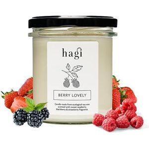 Hagi Berry Lovely Sojakaars, Geurkaars in een Glas, Ecologische Sojawas, Bloemen- en Frambozengeur, Vegan Kaars, 230 g, Brandduur ca. 75 h