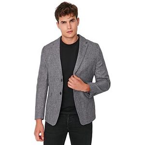 Trendyol Mannelijke jas met lange mouwen en dubbele rij knopen -Slim Grijs, Grijs, 58