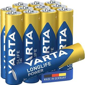 Varta 04903 121 472 Longlife Power AAA Micro LR03 batterij (verpakking met 8+4 stuks) Alkaline Batterij, ideaal voor speelgoed zaklamp controller en andere apparaten op batterijen, blauw/zilver