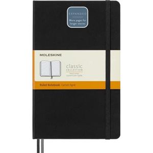 Moleskine - Classic Expanded Ruled Paper Notebook - Hard Cover and Elastic Closure Journal - Color Black - Size Large 13 x 21 A5 - 400 Pages