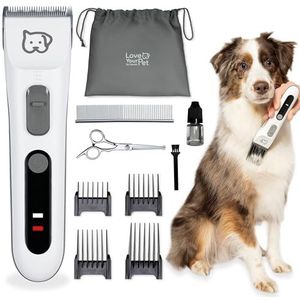 Beurer Love Your Pet scheerapparaat Fluffy voor honden en katten, stille trimmer, hondentondeuse voor een dichte en vervilte vacht, tondeuse voor dierenhaar met accu, 9-delige vachtverzorgingsset