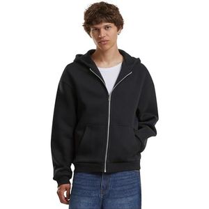 Build Your Brand Capuchontrui voor heren, fluffy zip hoodie, casual hoodie met doorlopende ritssluiting, regular fit, maten XS - 5XL, zwart, XS