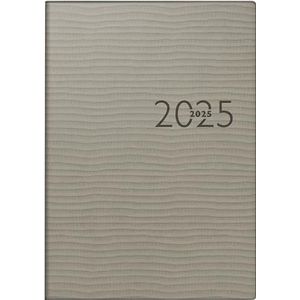 rido/idé Boekkalender model studioplan int. (2025), 2 pagina's = 1 week, 168 × 240 mm, 160 pagina's, kunstlederen omslag Tejo, grijs