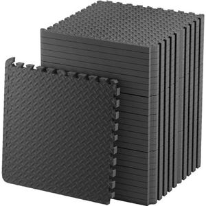 FITNESS rubberen mat, 60 x 60 cm, voor het vastklikken van puzzels, antislip matras, tatami karate, samenstelbaar, 12 stuks