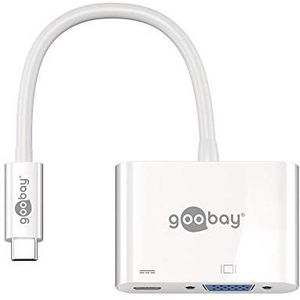 Goobay 62107 USB-C naar VGA-adapter met 60 W Power Delivery voor Full HD-resoluties (1080p @ 60Hz) / compatibel met Apple iPad Pro, Huawei Mate & P20, HTC U12, Samsung Galaxy / 0,15 m kabellengte