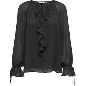 Onlanina Life Ls Frill V-hals Tie Topwvn, zwart, L