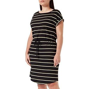 ONLY CARMAKOMA Dames Carapril Ss Knee Dress JRS Noos Jurk, Zwart/Stripes: Geel en Wit Stripes, XL-54