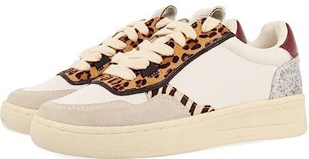 Gioseppo Bowdle Sneakers - Wit - Animal Print - Glitter - Metallic Details