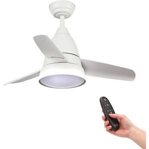 M Ledme - Silence Led-plafondventilator, 54 W, wit, afstandsbediening, motor DC 30 W, 24 W, 6 snelheden, stil, 3 vleugels, 91 cm, zomer-winterfunctie, timer