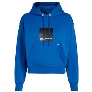 Karl Lagerfeld Jeans, Dames, Box Logo Hoodie, Regular Fit, Blauw, XL