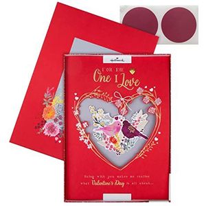 Hallmark Luxe Valentijnsdagkaart voor One I Love - Klassiek vogel- en hartontwerp met geschenkdoos