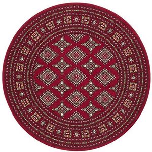 NORTHRUGS Nouristan Mirkan oosters tapijt, rond, woonkamertapijt, oosters laagpolig, vintage, oosters tapijt voor eetkamer, woonkamer, slaapkamer, rood, 160 cm