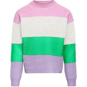 KIDS ONLY Kogsandy L/S Stripe Pullover KNT Noos gebreide trui voor meisjes, Pirouette/Stripes: cloud Dancer/Spring Boequet/Pastel Lilac, 158/164 cm