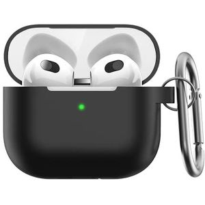 Keybudz Elevate beschermhoes met karabijnhaak voor Apple AirPods 3, etui hoes, hoofdtelefoon oortelefoon accessoires oplaadcase, zwart, AP3_S5_BLK, één maat