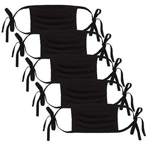 Geplooid Volwassen Gezichtsmasker Zelfstropdas 5 Pack Volwassen Zelfbindmasker, Zwart
