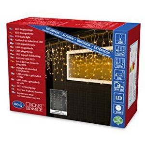 Konstsmide LED ijsregen lichtgordijn, met witte globes, 200 amber diode, 24V buitentransformator, transparante kabel - 3672-803