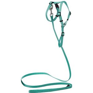 Bobby Veilige set van harnas en riem voor katten, reflecterend, duurzaam, turquoise, 25-38 x 10 cm