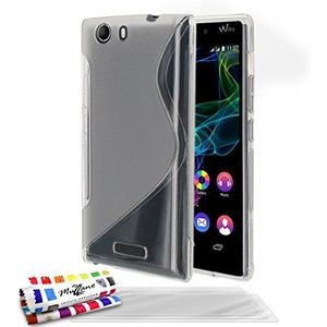 MUZZANO Original""Le S"" Premium Flexibele Shell Case voor Wiko Ridge 4G met 3 Ultra-Clear Screen Protectors - Grijs