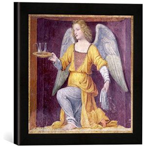 Ingelijste afbeelding van Bernardino Luini An Angel, 1525 inch, kunstdruk in hoogwaardige handgemaakte fotolijst, 30 x 30 cm, mat zwart
