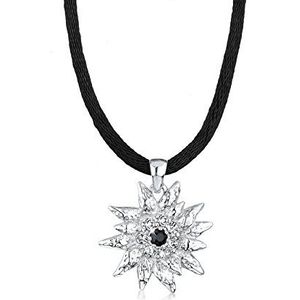 Elli Dames halsketting met hanger Edelweiß WIESN 925 sterling zilver met kristallen wit