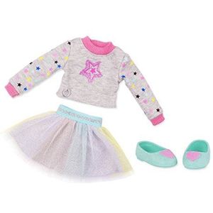 Glitter Girls Poppenkleding Poppen van 36 cm — Shine Bright Outfit — rok, trui, paar schoenen, rok van tule (set van 3)