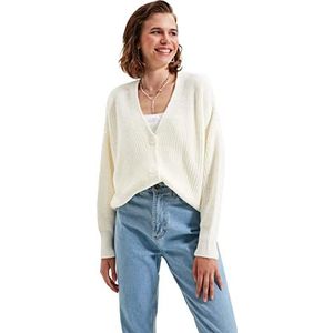Trendyol Dames EKRU Button Gedetailleerd Oversize Knitwear Cardigan Sweater, Ecru, M