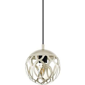 EGLO Mirtazza Hanglamp, 1 lichtpunt, vintage, landelijke stijl, hanglamp van staal in champagne, zwart, voor eettafel en woonkamer, met E27-fitting