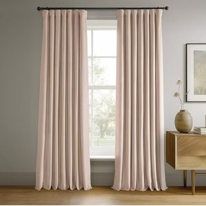 HPD Signature Gordijnen, fluweel, thermische verduisteringsgordijnen, voor woonkamer, 244 cm lang (1 paneel), roedezak, isolerend, raamgordijnen, 127 x 244 cm (b x l), Rosey Dawn