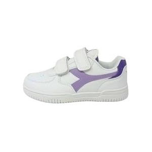 Diadora Raptor Low PS, uniseks gymschoenen voor kinderen, Wit Wit Paarse Rose Passion Flower, 33 EU