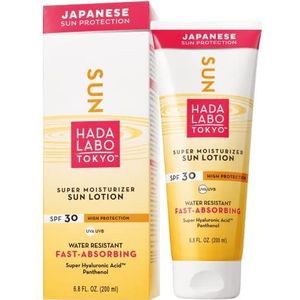 Hada Labo Tokyo Sun Lotion Zonnecrème 200 30 SPF UVA UVB zonnebrandcrème voor het lichaam met panthenol en hyaluronzuur bescherming tegen lichaamshulp 50 ml (1er Pack) wit
