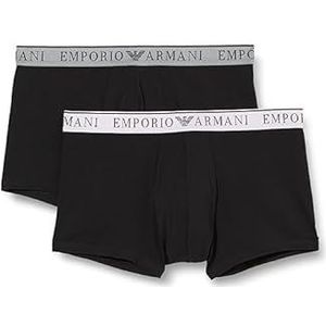 Emporio Armani Heren Stretch Katoen Endurance 2-Pack-Trunk, Medium Melange Grijs/Wit, M, Medium Melange Grijs/Wit, M