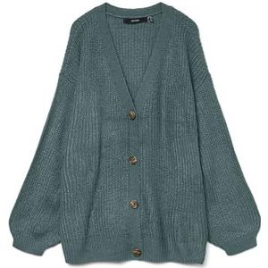 VERO MODA CURVE Vmclea Ls V-hals Cuff Cardigan Cur - Plus Size, Balsemgroen, M