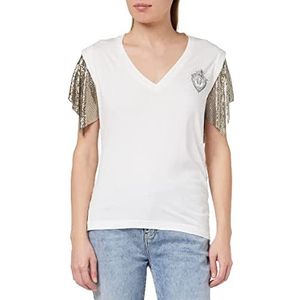 Pinko Volley T-Shirt Jersey Heart AN, Z04_White Brill, L Dames, Z04_witte bril., L