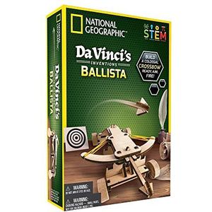 Bandai - National Geographic - De uitvindingen van Da Vinci - set voor het bouwen van een houten ballist zonder gereedschap - wetenschappelijk en educatief spel - STEM - JM02494