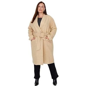 Trendyol Regular parka's effen geweven stof, grote maten in mantel, damesmantel, Kameel, 40