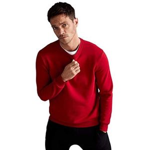 DeFacto Trui met lange mouwen voor heren - ronde hals sweatshirt voor heren (RED, XS), rood, XS