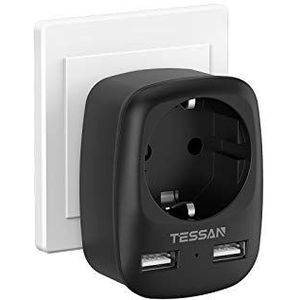 TESSAN Reisadapter Type G, Reisadapter UK Plug Adapter Engeland met 2 USB, Socket Adapter Reisstekker Power Adapter voor Ierland Verenigd Koninkrijk Mexico, Engeland Duitsland Plug Zwart