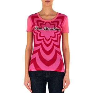 Love Moschino Dames Tight-Fit Short-Sleeved T-Shirt, Fuchsia White, 42, Fuchsia White, 42