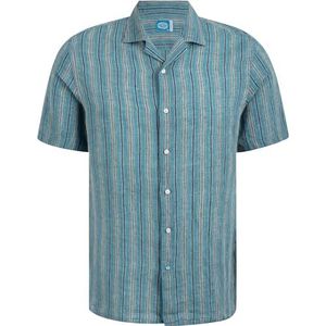 Panareha Hawaiiaans Linnen Aloha Overhemd voor Heren BOUZNIKA Blauw (XL)