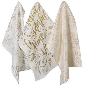 DII Katoenen kerstfeestdagschotels, decoratieve oversized handdoeken, perfect huis- en keukencadeau, winterjaquard, 18 x 28