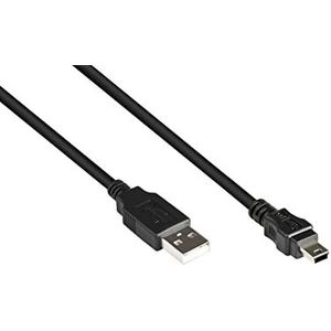 Good Connections Aansluitkabel USB 2.0 stekker A naar stekker Mini B 5-pin - folie- en gevlochten afscherming, koperen draden (OFC) - zwart, 5 m